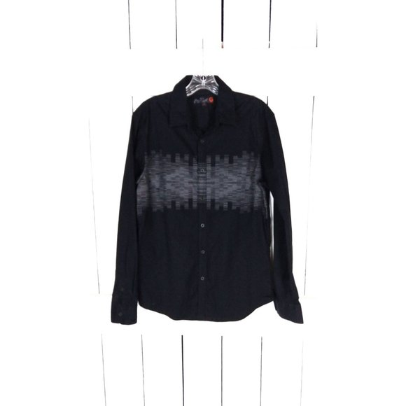Vintage 90s Guess black and grey long sleeve button down shirt - Picture 3 of 4